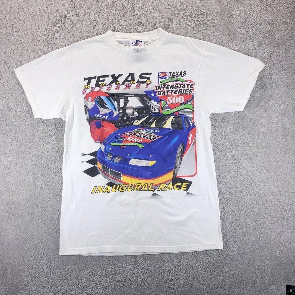 VTG Texas Motor Speedway Shirt Mens L White NASCAR Auto Racing Logo Athletic 90s